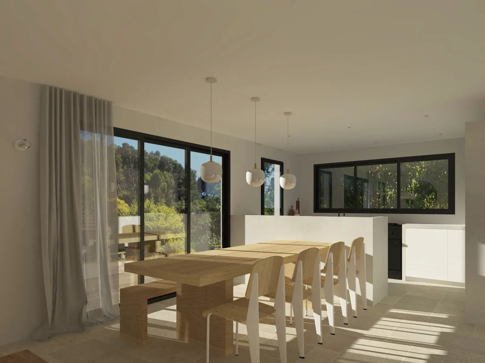 extension cuisine a eoures marseille perspective 3d